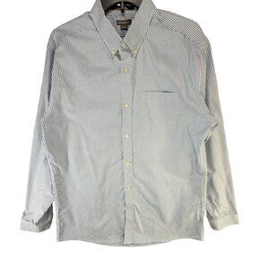 Eddie Bauer Wrinkle Free Slim Fit Shirt Men L Blue Check Classic Business Casual